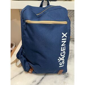 Isagenix Navy Blue Canvas Backpack 16x12x6 Unisex Laptop Bag Travel School